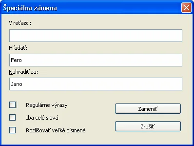 Štandardná zámena jedného reťazca za druhý