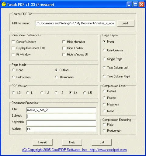 Tweak PDF