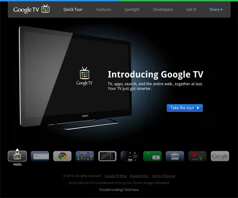 Náhľad stránky Google TV