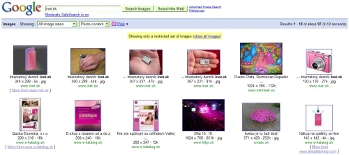 Google Image Search v ružovej
