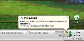 aplikacia MoneyGuard - minimalizovaný ako tray