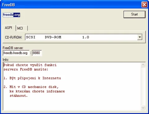 Pripojenie na FreeDB.org