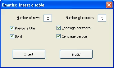 Vloženie tabuľky