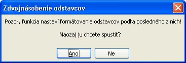 Upozornenie na zmenu formátovania