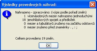 Oznam o počte zmien