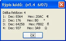 Informácie o kódoch