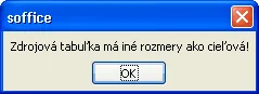 Oznam o inom rozmere tabuľky