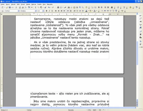 Text pred zmenením odsadenia