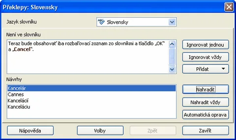 &Scaron;tandardn&eacute; vkladanie slov