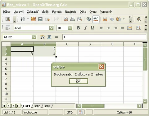 Kop&iacute;rovanie tabuľky z Calc
