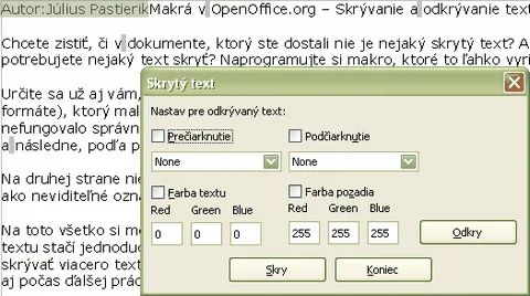 Označenie skrývaného textu
