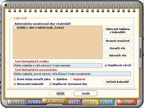 Parametre pre automatické maily