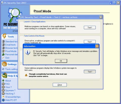 Programové ovládanie kurzora myši počas 10 sekúnd