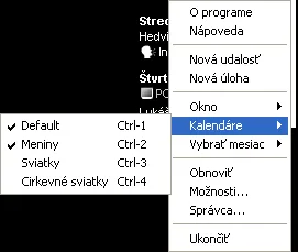 Výber zobrazených kalendárov