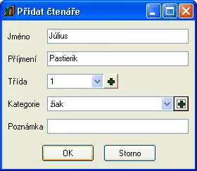 Pridanie čitateľa