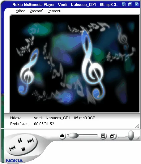 Audio súbor po prevode do video formátu mobilného telefónu