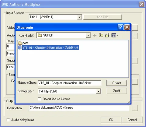 &Uacute;daje o kapitol&aacute;ch z&iacute;skan&eacute; pomocou DVD Decryptera