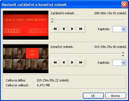 Posunutie začiatku a konca filmu