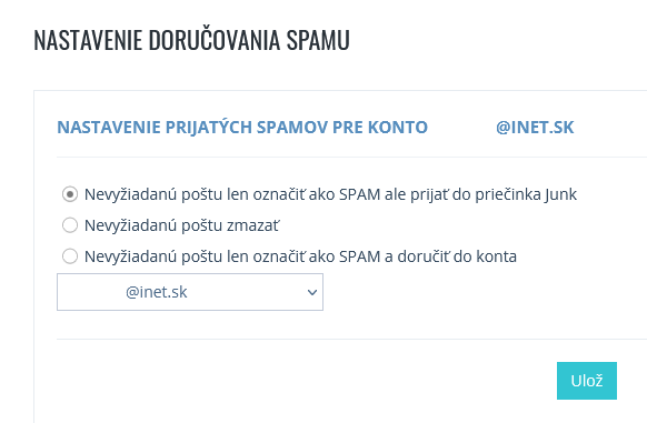 Nastavenie doručovania SPAMu