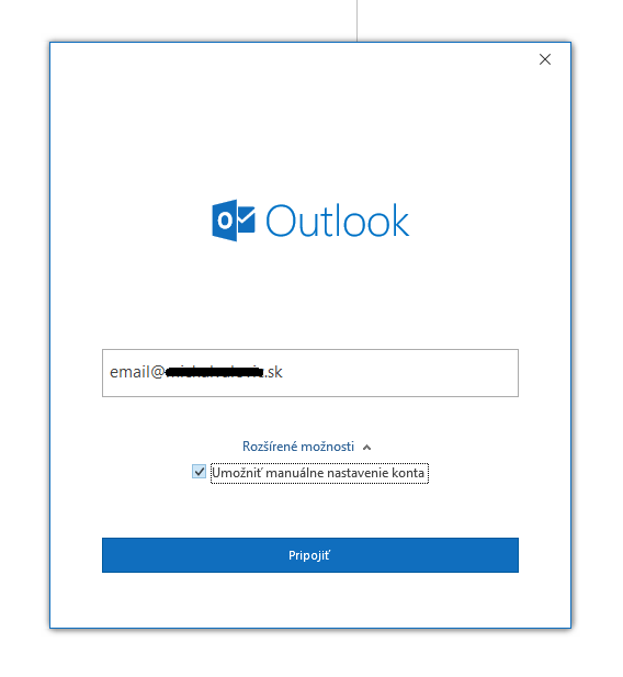 Pridanie konta v Outlooku