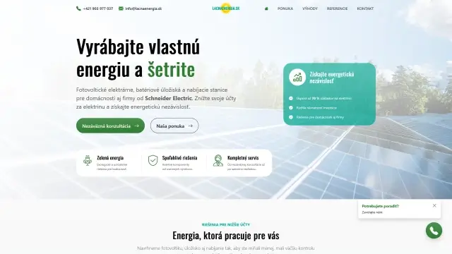 Webstránka LacnaEnergia.sk